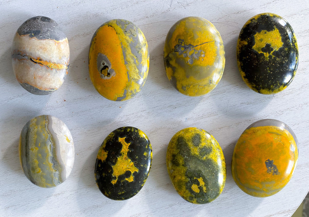 Bumble Bee Jasper Palm Stone - You Choose