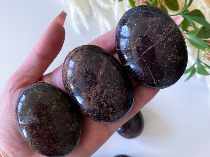 Garnet Palm Stone - Choose Size