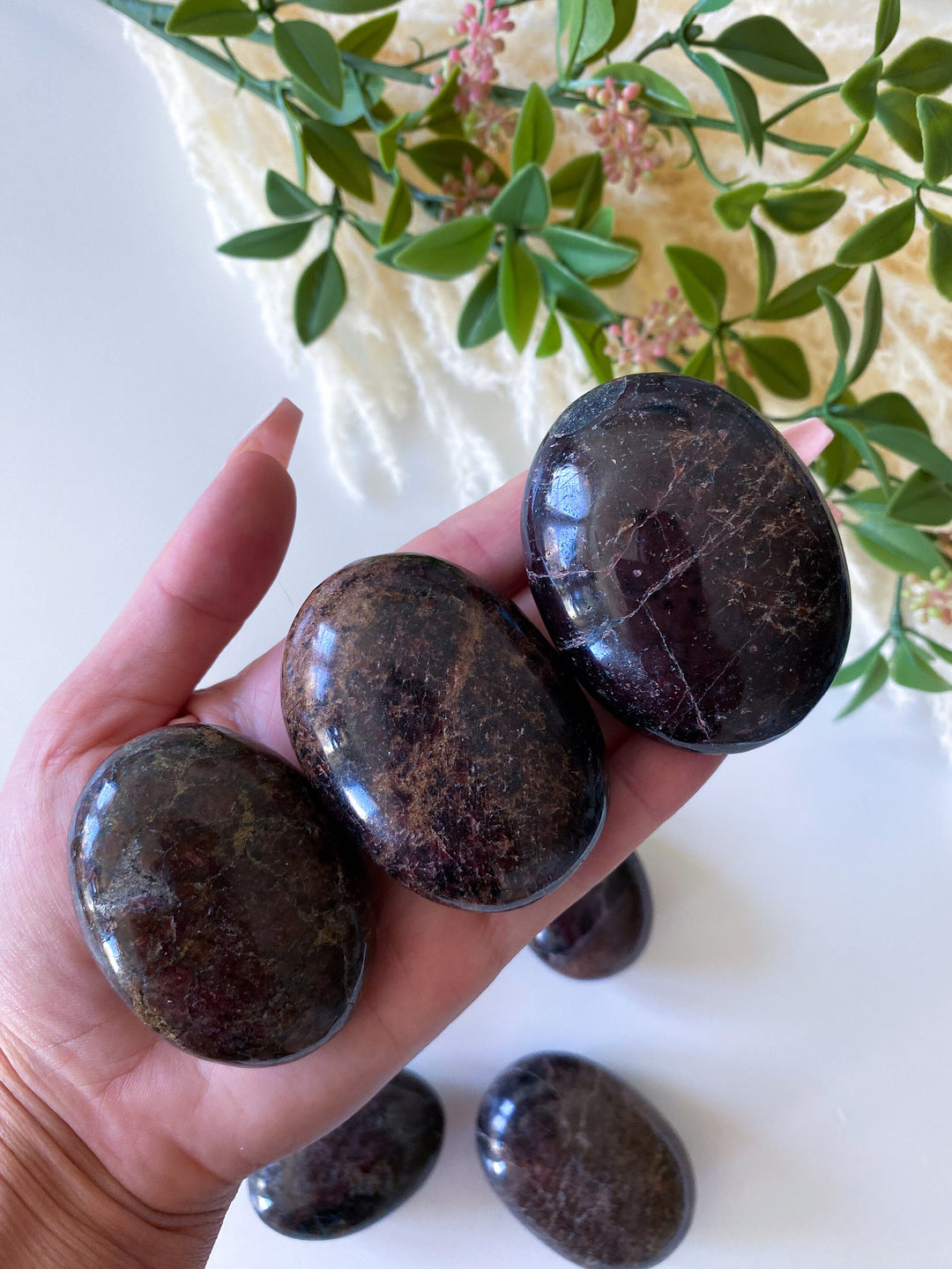 Garnet Palm Stone - Choose Size