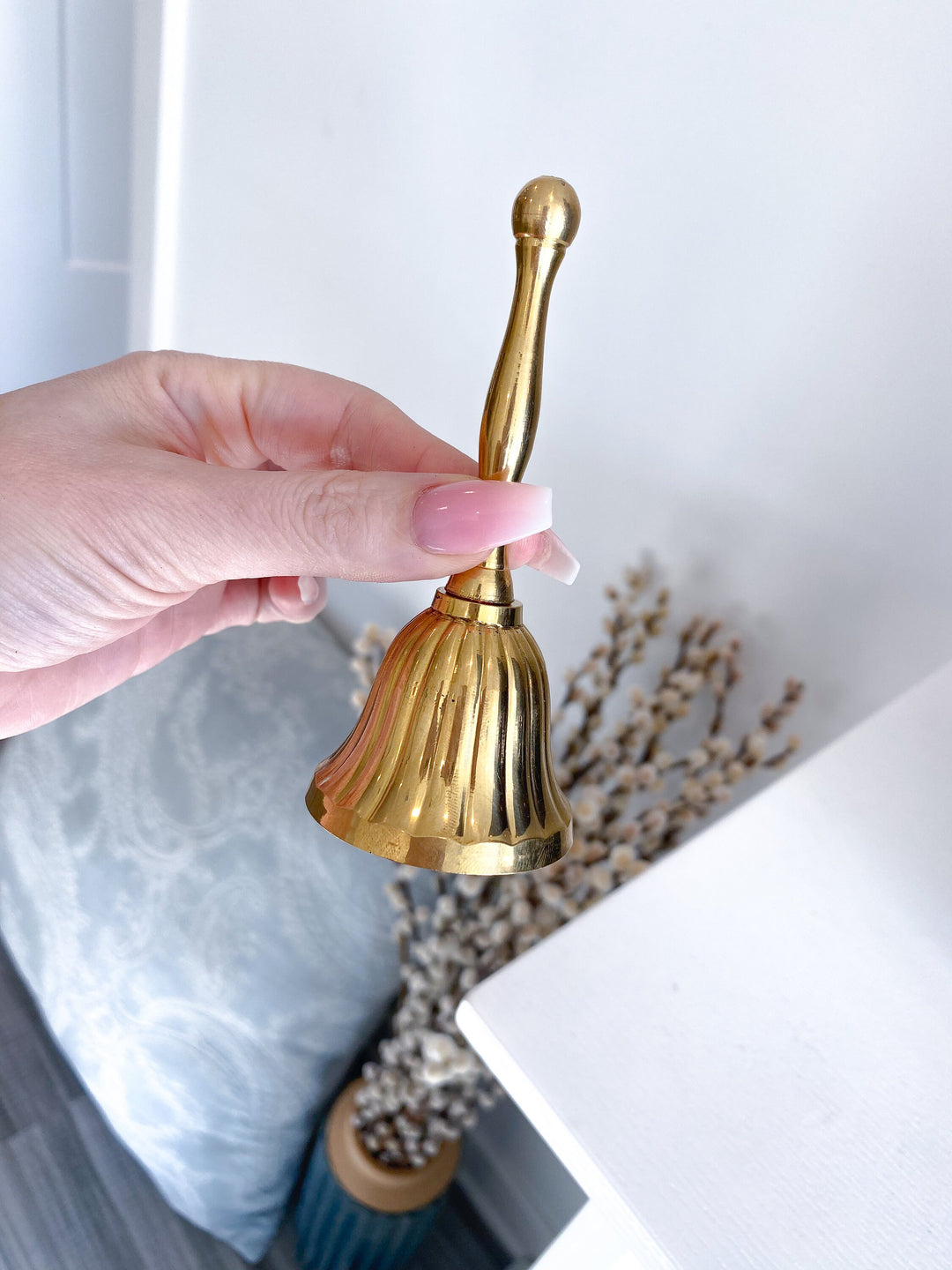 Golden Altar Bell - Brass Hand Bell - Altar Bell - Cleanse Bell - Altar Decor - Cleanse Energy - Spiritual Tool