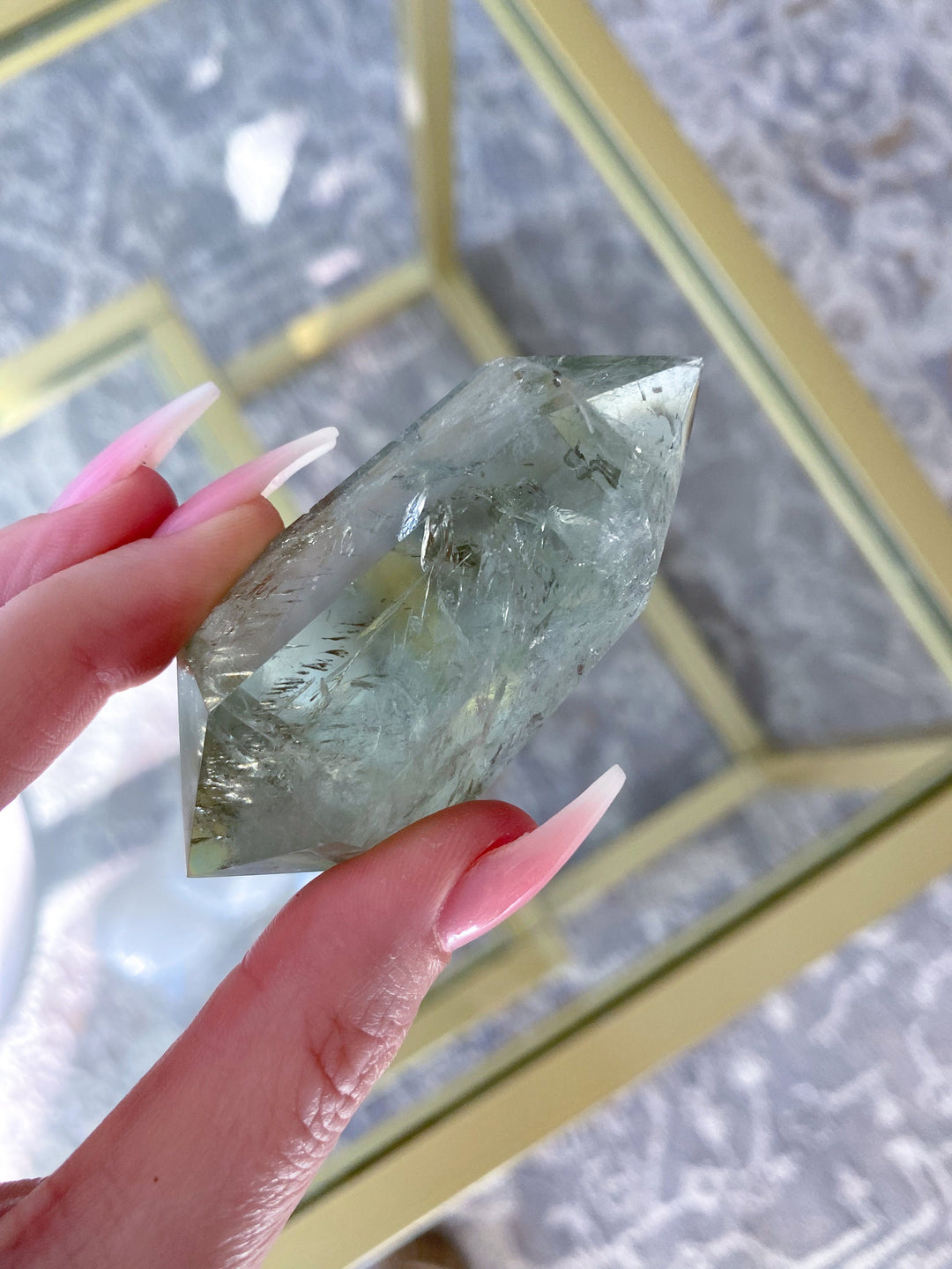 2.75" Prasiolite Double Terminated Wand - Green Quartz - Exact Item Ships