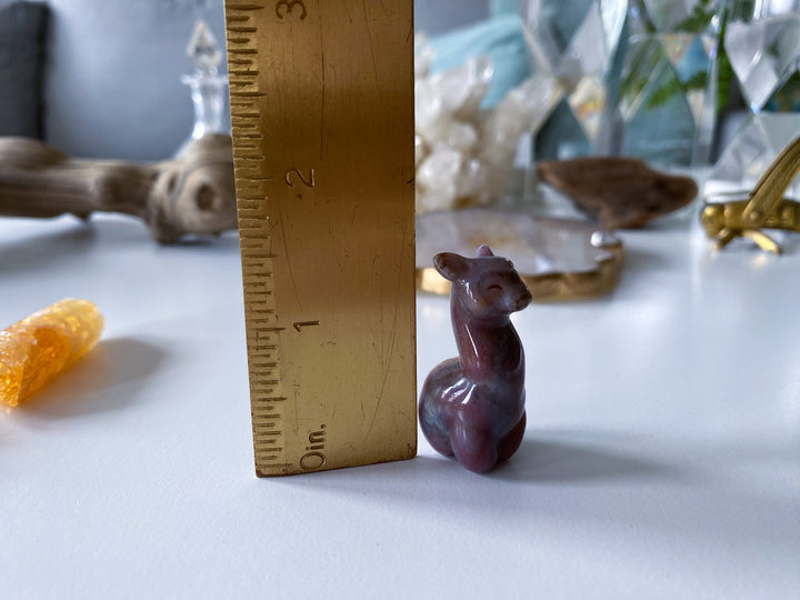 Small Ocean Jasper Llama Carving -Pastel Pink, Purple - Calming Stone - Reduce Stress - Manifestation Stone - Meditation
