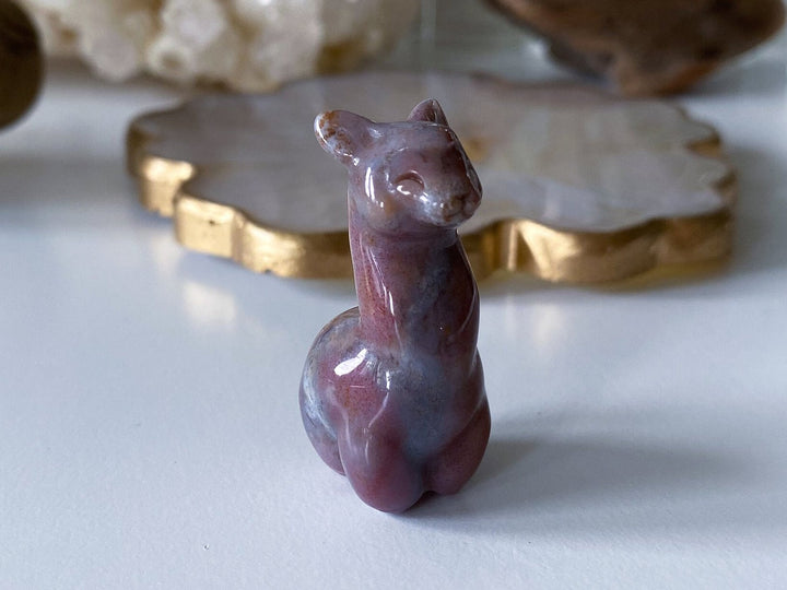 Small Ocean Jasper Llama Carving -Pastel Pink, Purple - Calming Stone - Reduce Stress - Manifestation Stone - Meditation