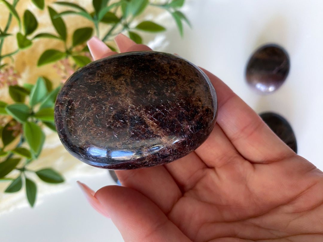 Garnet Palm Stone - Choose Size