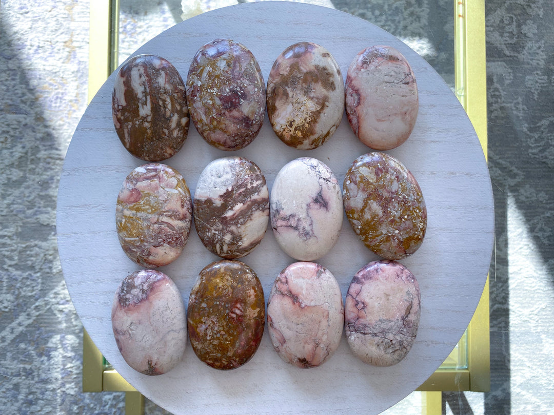 Porcelain Pink Jasper Palm Stone - You Pick