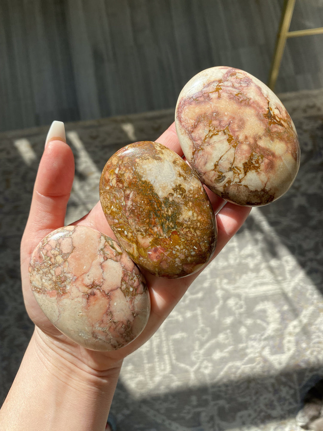 Porcelain Pink Jasper Palm Stone - You Pick