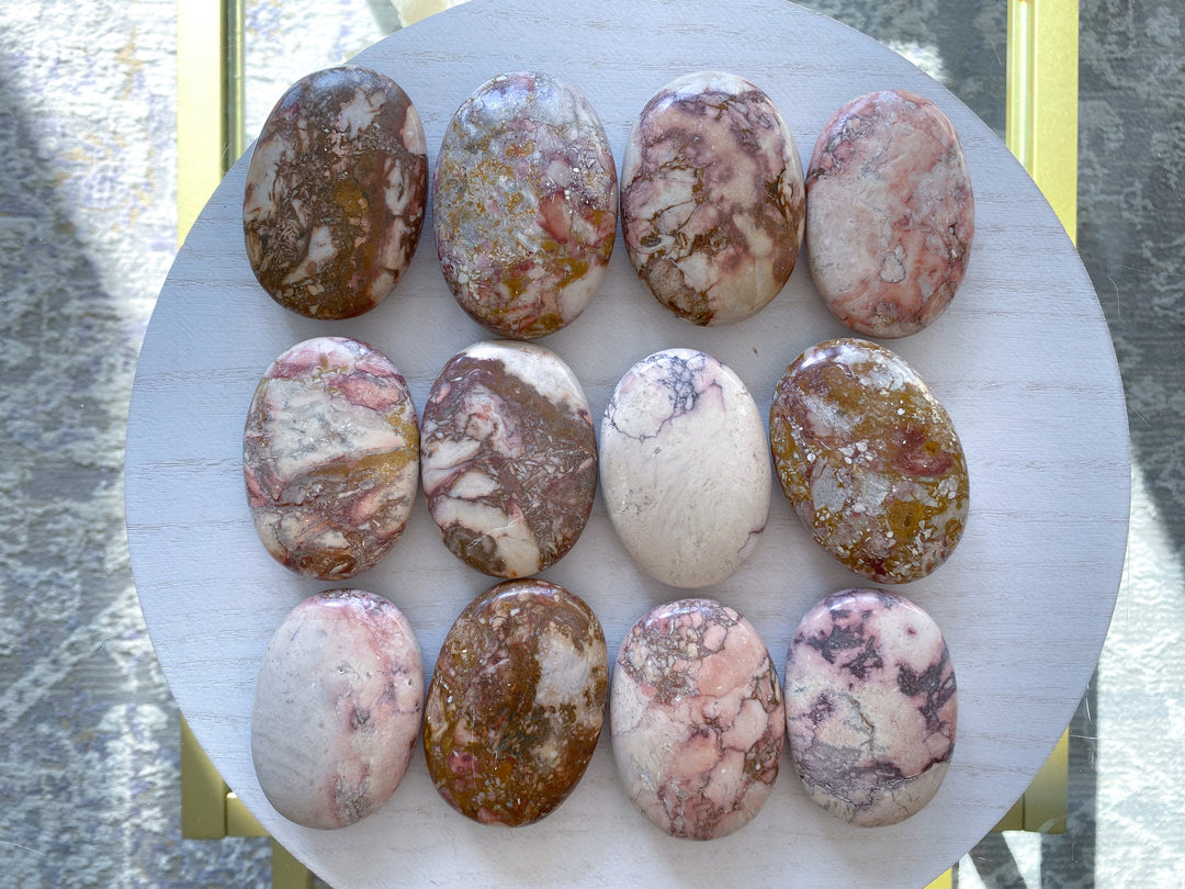 Porcelain Pink Jasper Palm Stone - You Pick