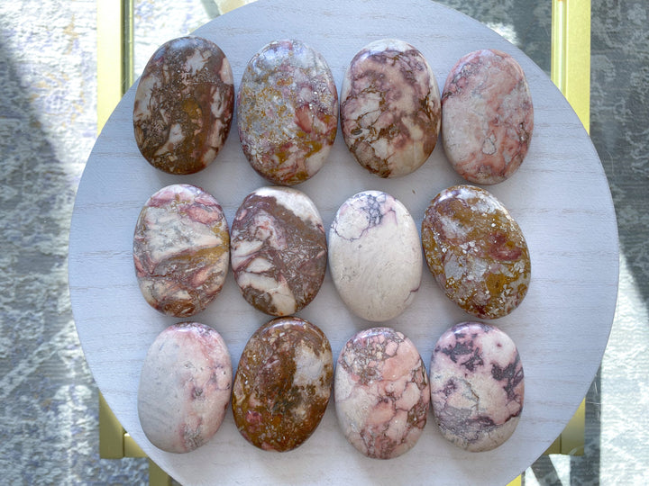 Porcelain Pink Jasper Palm Stone - You Pick