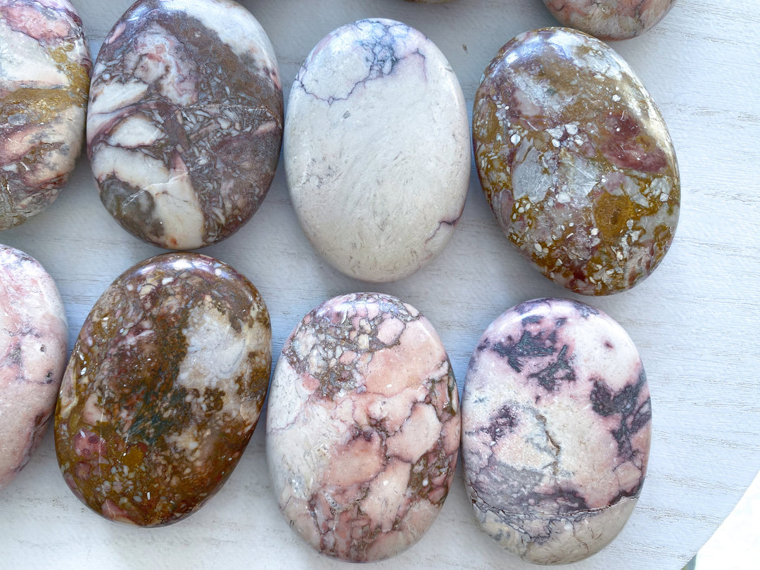 Porcelain Pink Jasper Palm Stone - You Pick