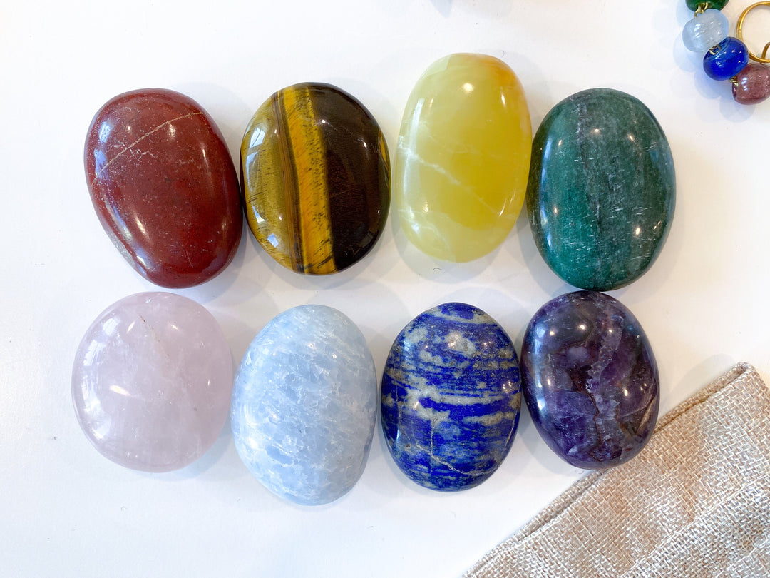 SET: Selection of Eight CHAKRA Palm Stones - Get Exact Set