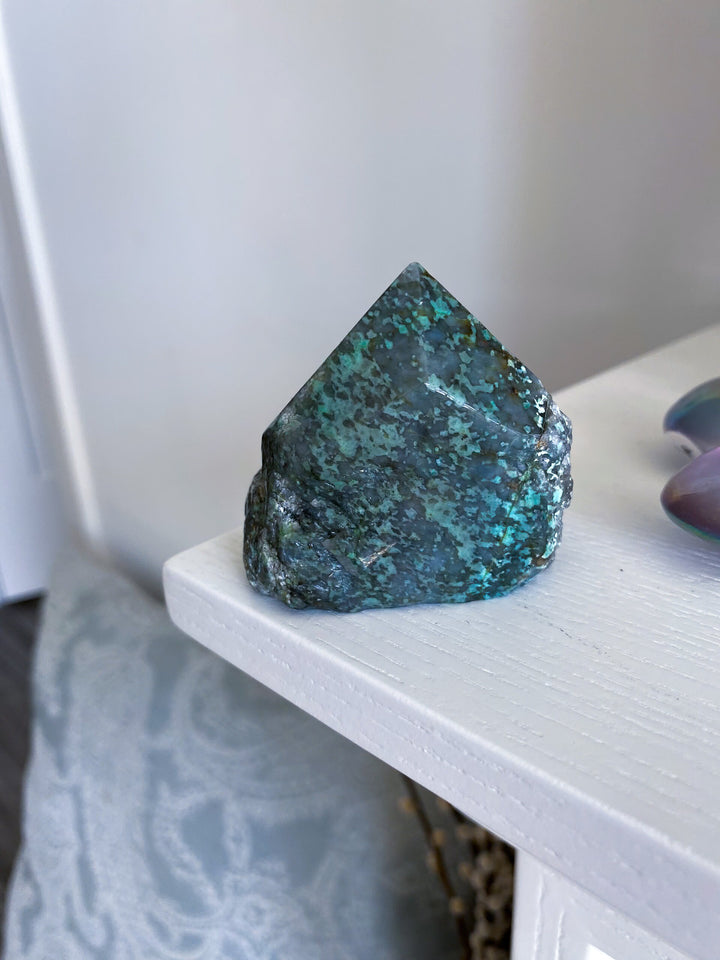 African Turquoise Top Polish Point Stone #4 - Get Exact Piece - Aligns all the chakras