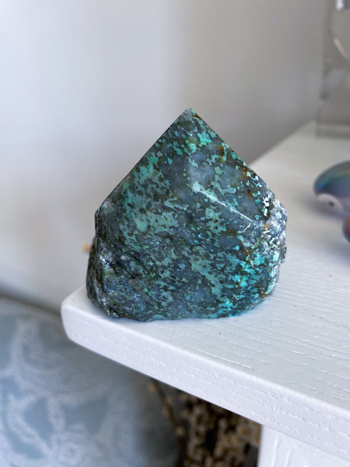 African Turquoise Top Polish Point Stone #4 - Get Exact Piece - Aligns all the chakras