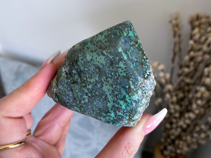 African Turquoise Top Polish Point Stone #4 - Get Exact Piece - Aligns all the chakras