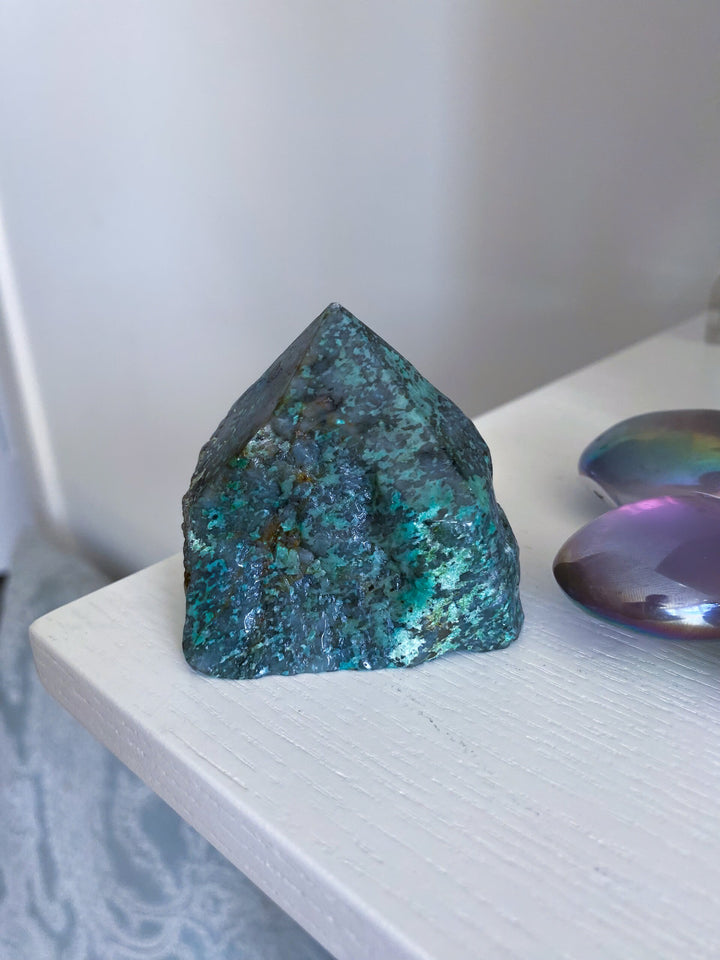 African Turquoise Top Polish Point Stone #4 - Get Exact Piece - Aligns all the chakras