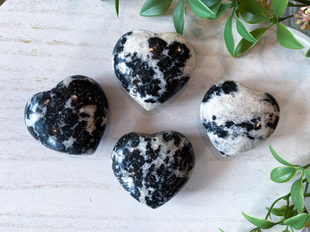 Black Tourmaline & Quartz Heart Carving