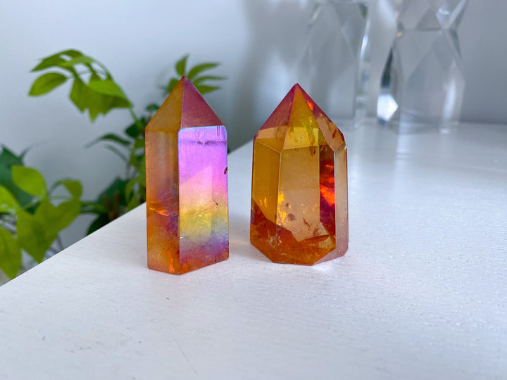 Champagne Aura Quartz 2" Tower - Balance the Chakras - Self Discovery - Healing Crystal