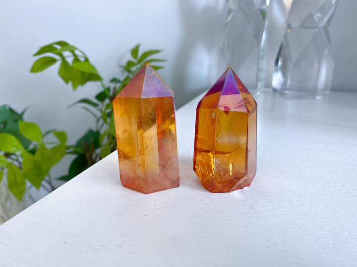 Champagne Aura Quartz 2" Tower - Balance the Chakras - Self Discovery - Healing Crystal