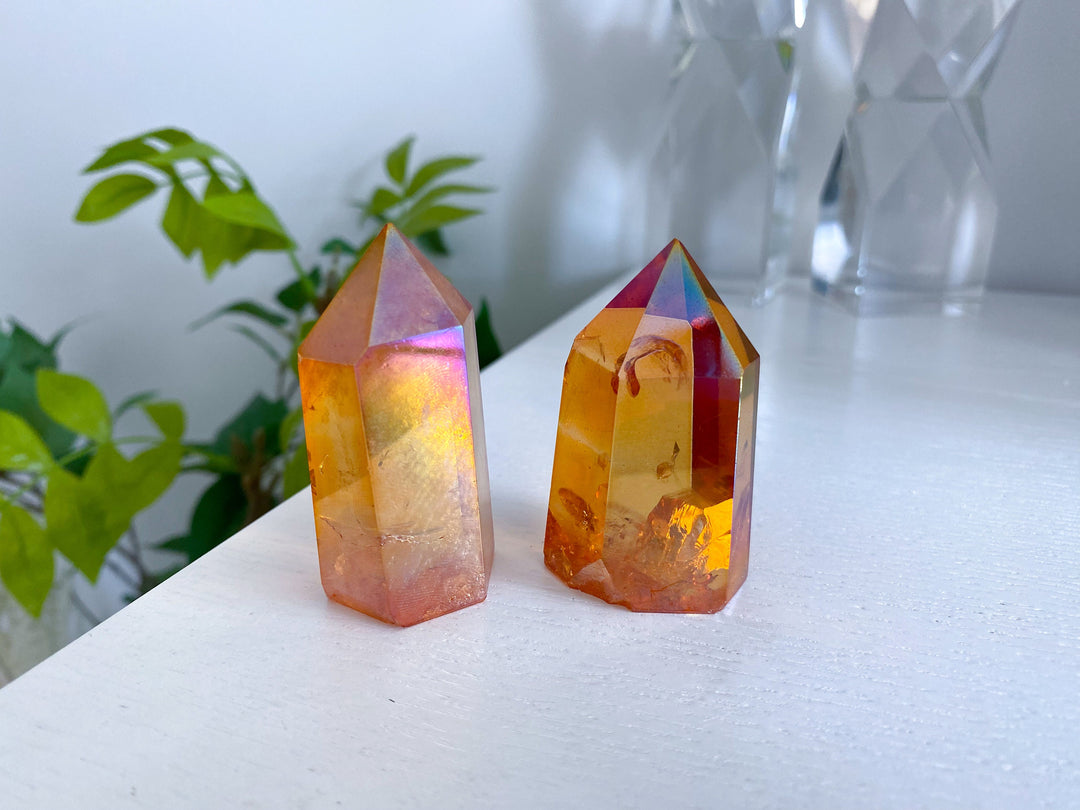 Champagne Aura Quartz 2" Tower - Balance the Chakras - Self Discovery - Healing Crystal