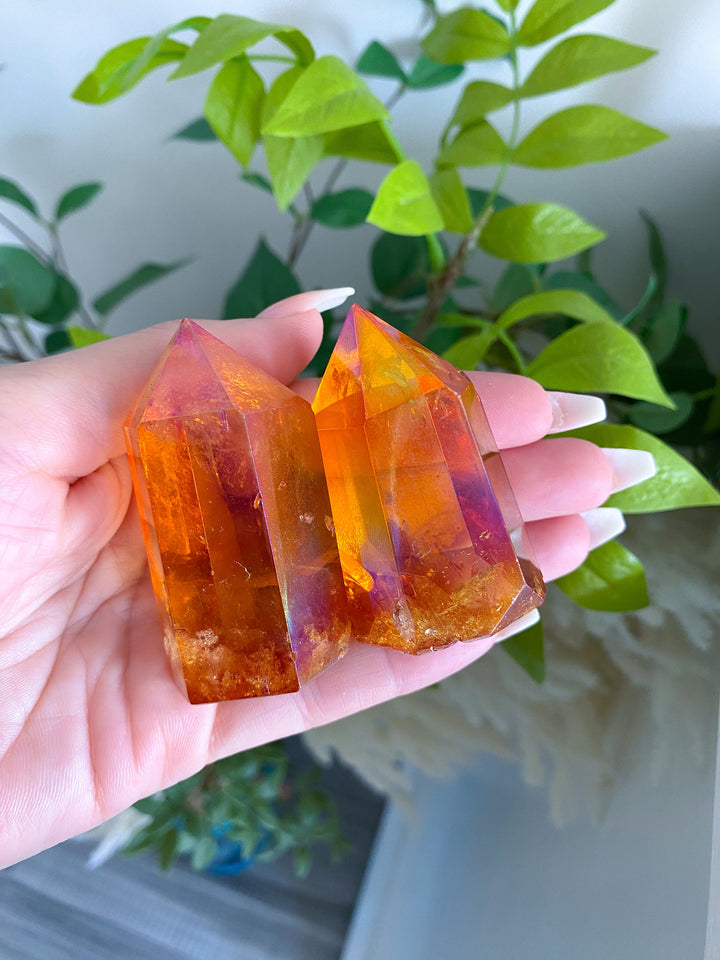 Champagne Aura Quartz 2" Tower - Balance the Chakras - Self Discovery - Healing Crystal