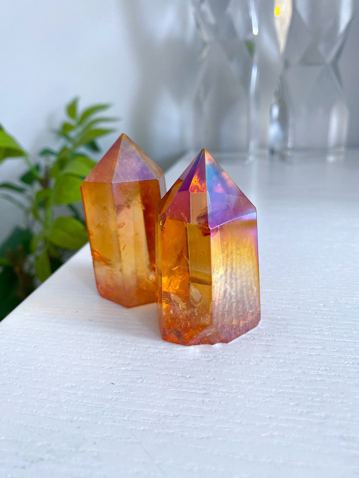 Champagne Aura Quartz 2" Tower - Balance the Chakras - Self Discovery - Healing Crystal