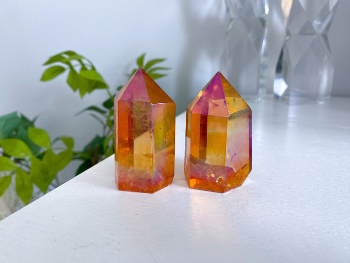 Champagne Aura Quartz 2" Tower - Balance the Chakras - Self Discovery - Healing Crystal