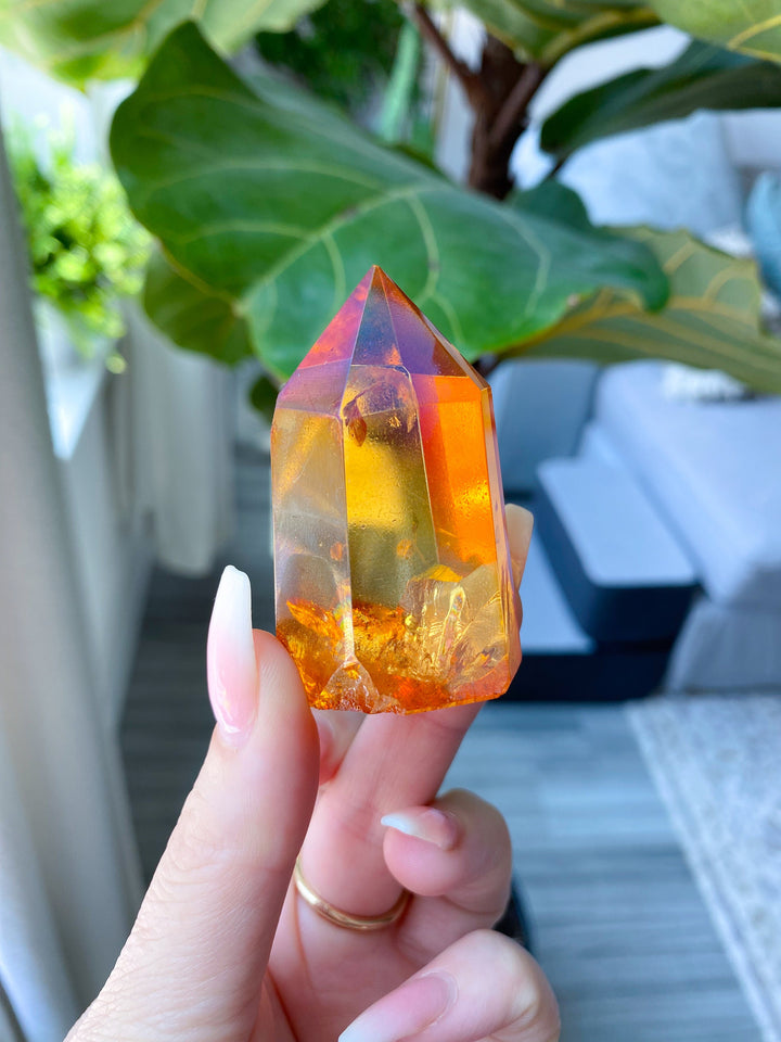 Champagne Aura Quartz 2" Tower - Balance the Chakras - Self Discovery - Healing Crystal