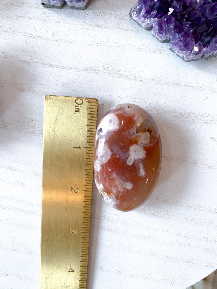 Mauve Flower Agate Palm Stone #1