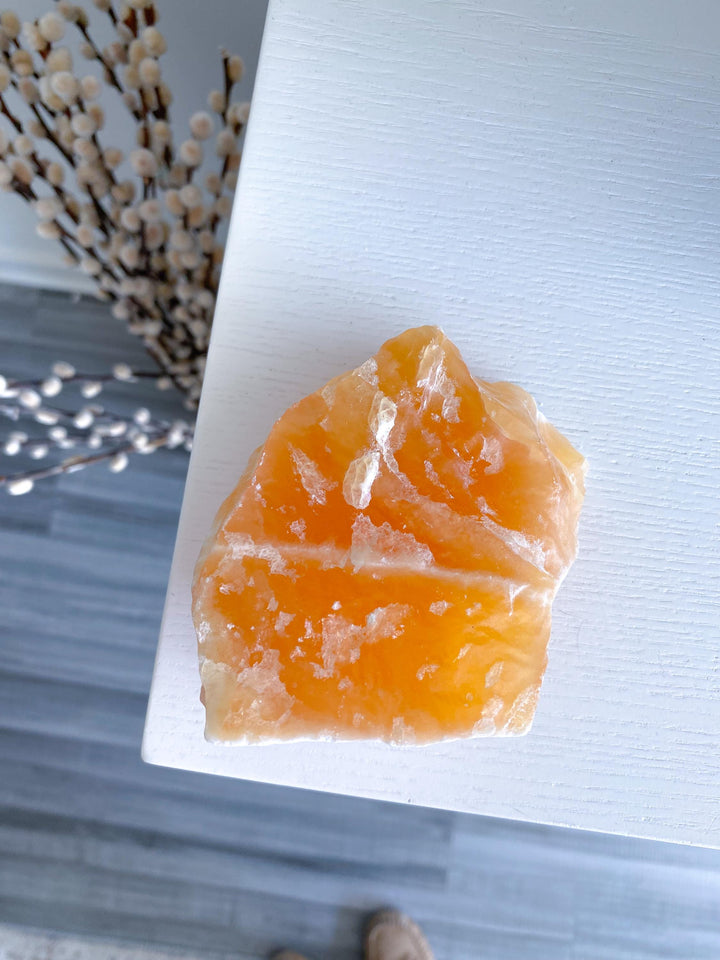 Gummy Orange Calcite Chunk #4 - Rough Orange Calcite - Energy Charge - Happiness - Solar Plexus