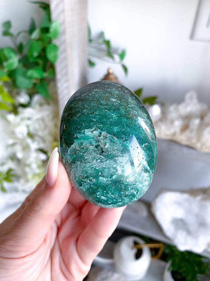 Dark Green Aventurine Palm Stone #3 - Health - Achievement - Success - Money - Heart - Prosperity