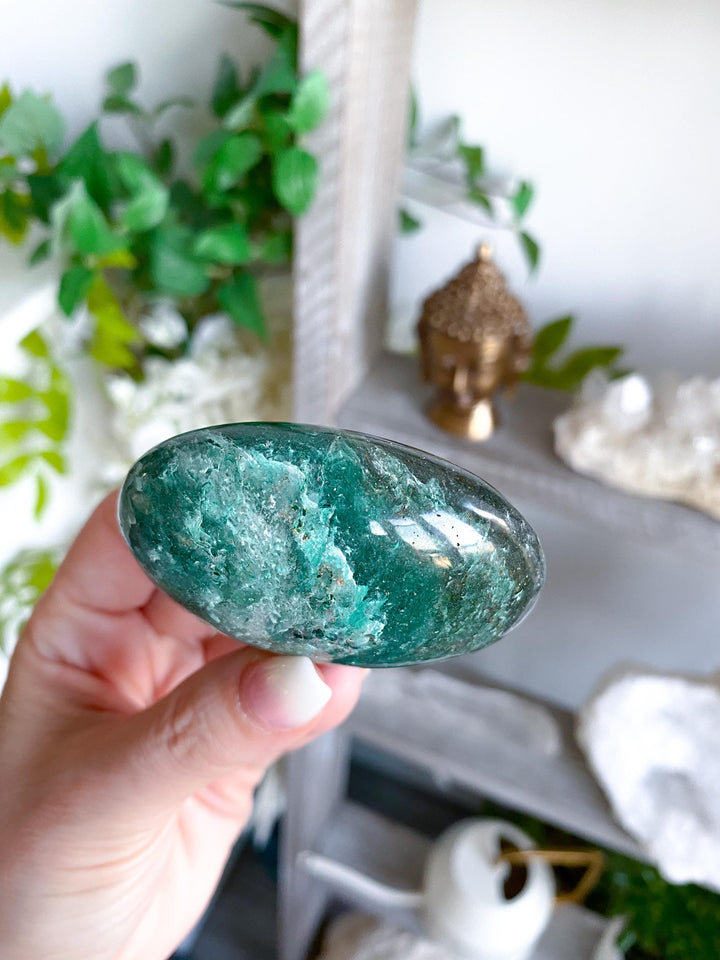 Dark Green Aventurine Palm Stone #3 - Health - Achievement - Success - Money - Heart - Prosperity