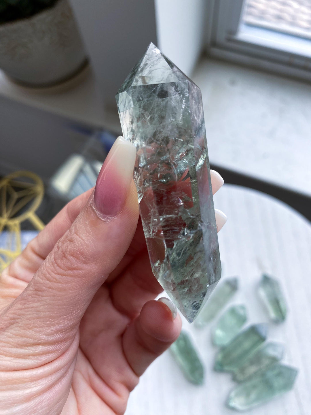You Choose: Imperfect Prasiolite Double Terminated Wand - Green Quartz