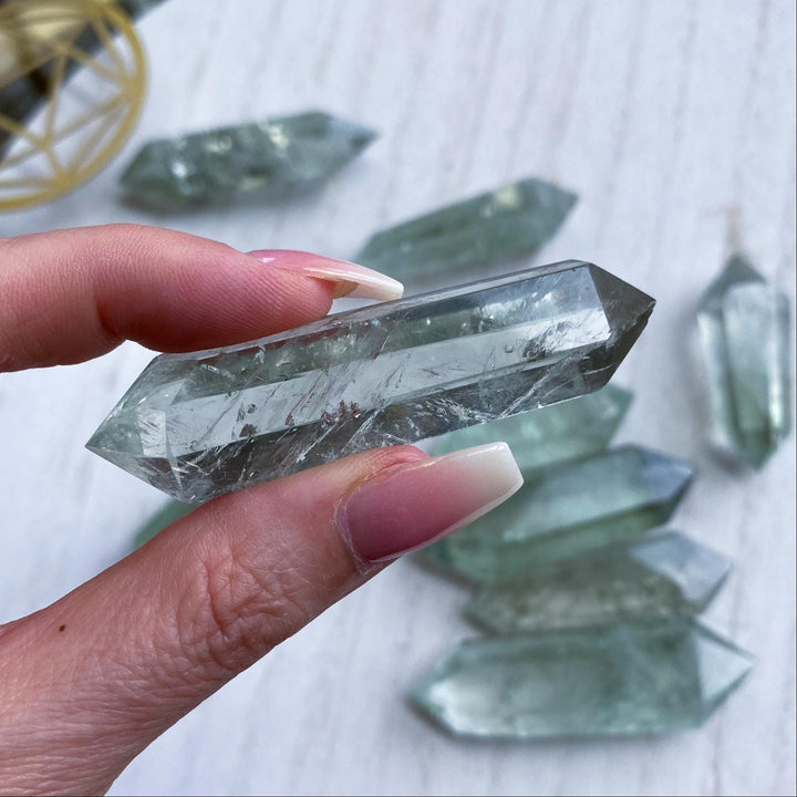 You Choose: Imperfect Prasiolite Double Terminated Wand - Green Quartz