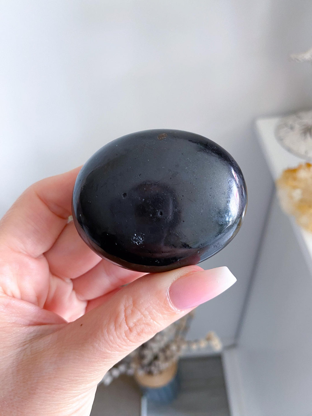 Black Tourmaline Palm Stone #2 - Get Exact Item - Healing Stone - Energetic Protection - Purification - Balance - Grounding Crystal