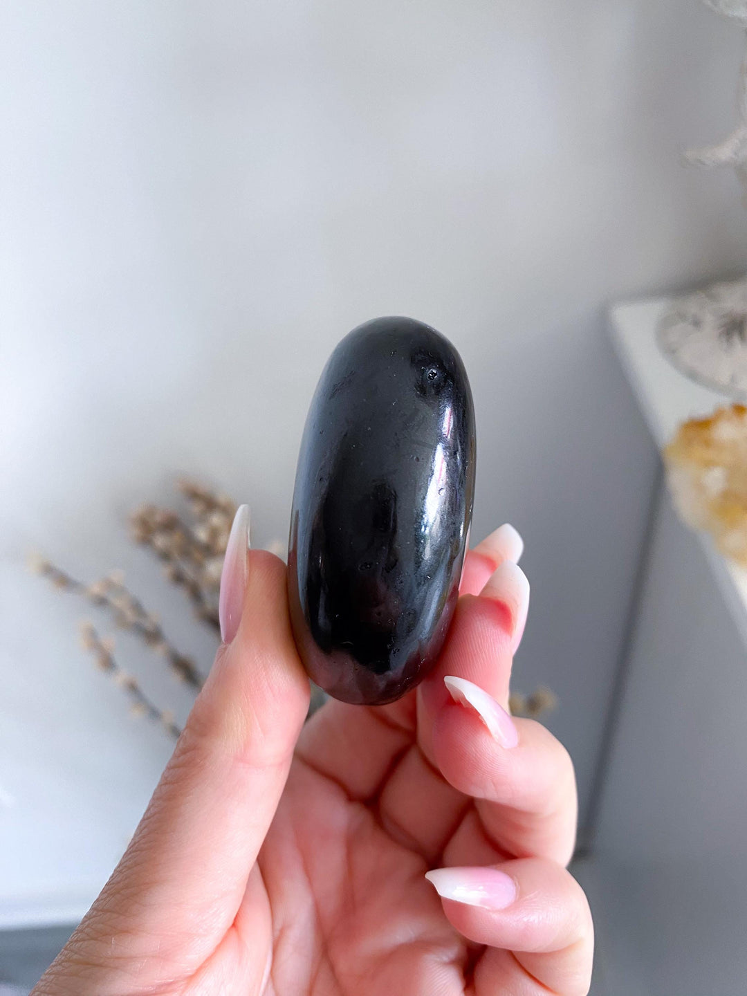 Black Tourmaline Palm Stone #2 - Get Exact Item - Healing Stone - Energetic Protection - Purification - Balance - Grounding Crystal