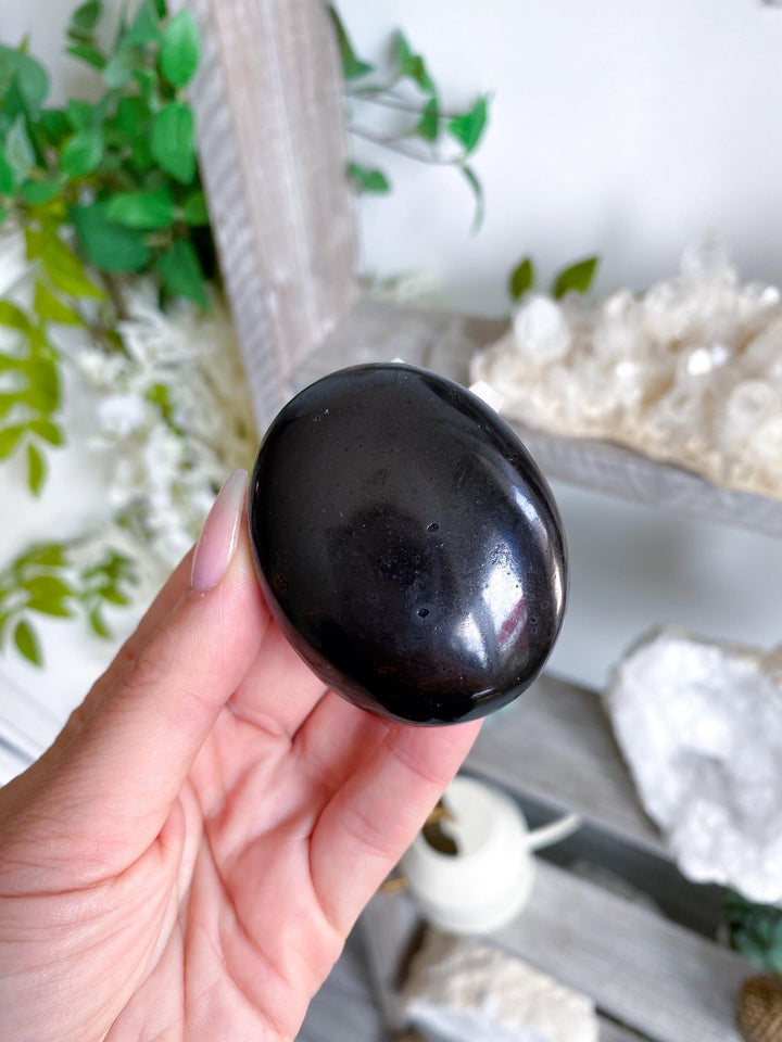 Black Tourmaline Palm Stone #2 - Get Exact Item - Healing Stone - Energetic Protection - Purification - Balance - Grounding Crystal