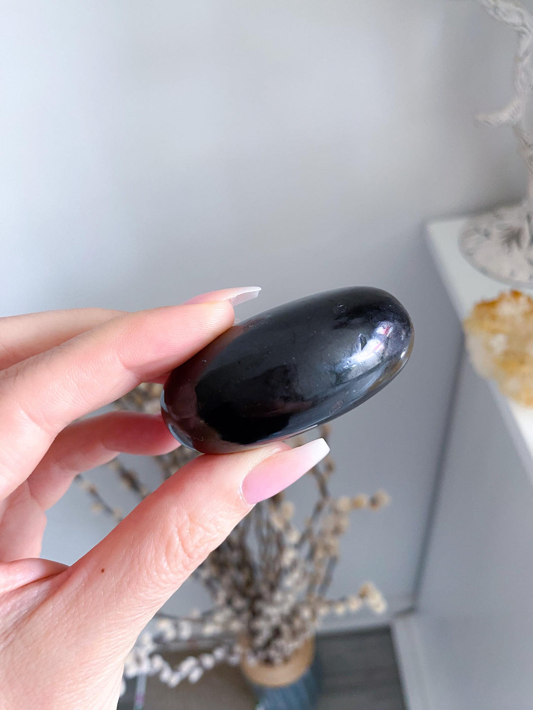 Black Tourmaline Palm Stone #2 - Get Exact Item - Healing Stone - Energetic Protection - Purification - Balance - Grounding Crystal