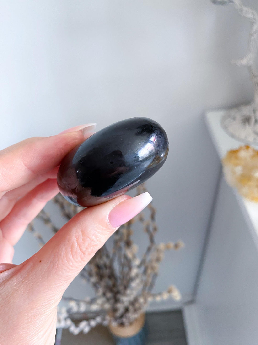 Black Tourmaline Palm Stone #2 - Get Exact Item - Healing Stone - Energetic Protection - Purification - Balance - Grounding Crystal