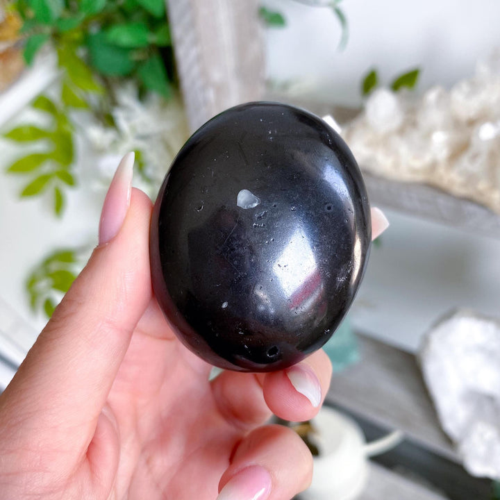 Black Tourmaline Palm Stone #2 - Get Exact Item - Healing Stone - Energetic Protection - Purification - Balance - Grounding Crystal