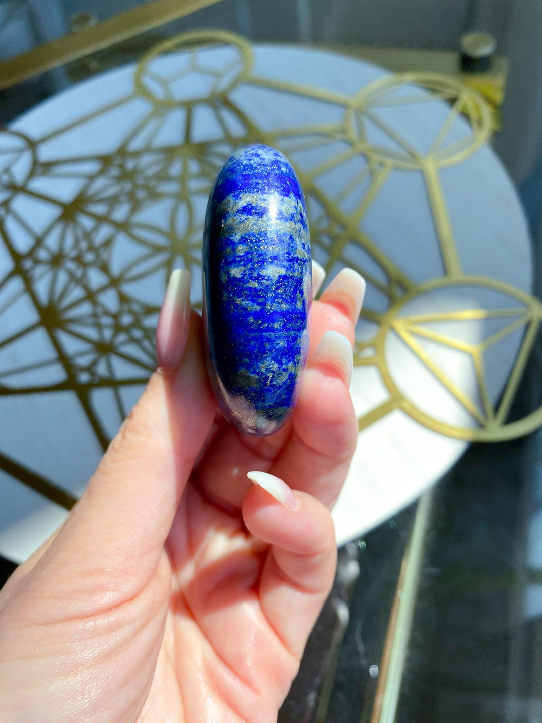 Small Lapis Lazuli Palm Stone #9 - Peace - Truth - Wisdom - Serenity - Communication - Throat Chakra - Royal Blue