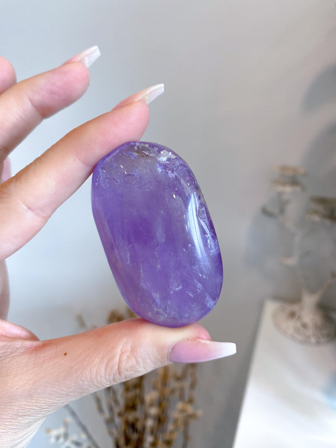 SET: Two Amethyst Palm Stones - Glassy