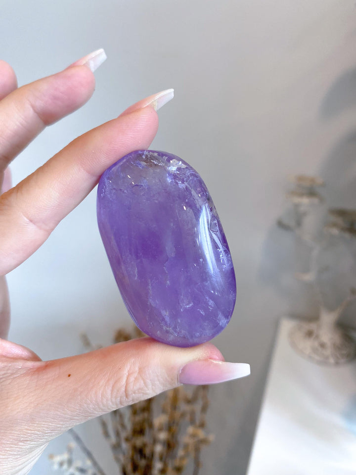 SET: Two Amethyst Palm Stones - Glassy