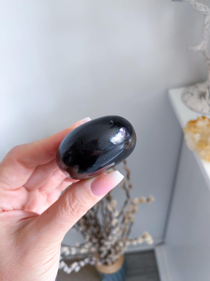 Black Tourmaline Palm Stone #2 - Get Exact Item - Healing Stone - Energetic Protection - Purification - Balance - Grounding Crystal