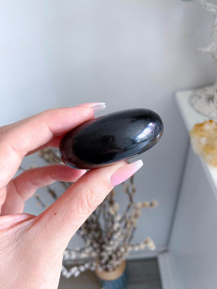 Black Tourmaline Palm Stone #2 - Get Exact Item - Healing Stone - Energetic Protection - Purification - Balance - Grounding Crystal