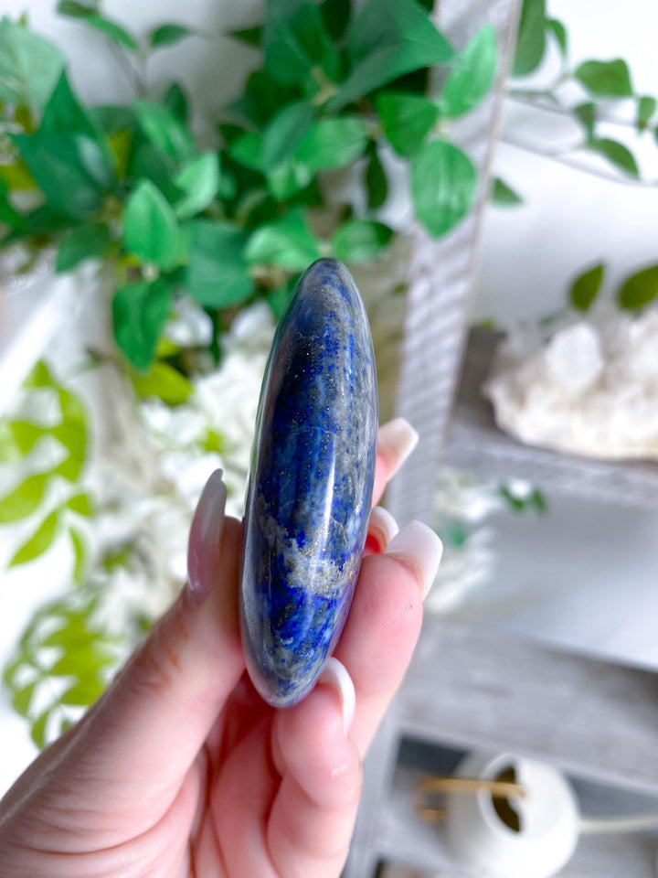 Oval Lapis Lazuli Palm Stone #6 - Peace - Confidence - Truth - Wisdom - Communication - Throat Chakra - Royal Blue