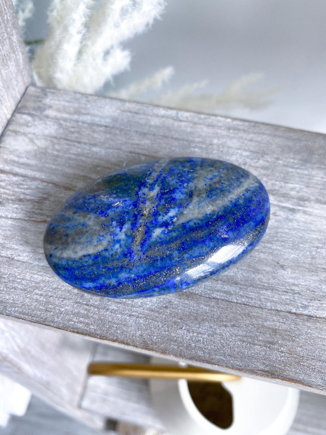 Oval Lapis Lazuli Palm Stone #6 - Peace - Confidence - Truth - Wisdom - Communication - Throat Chakra - Royal Blue