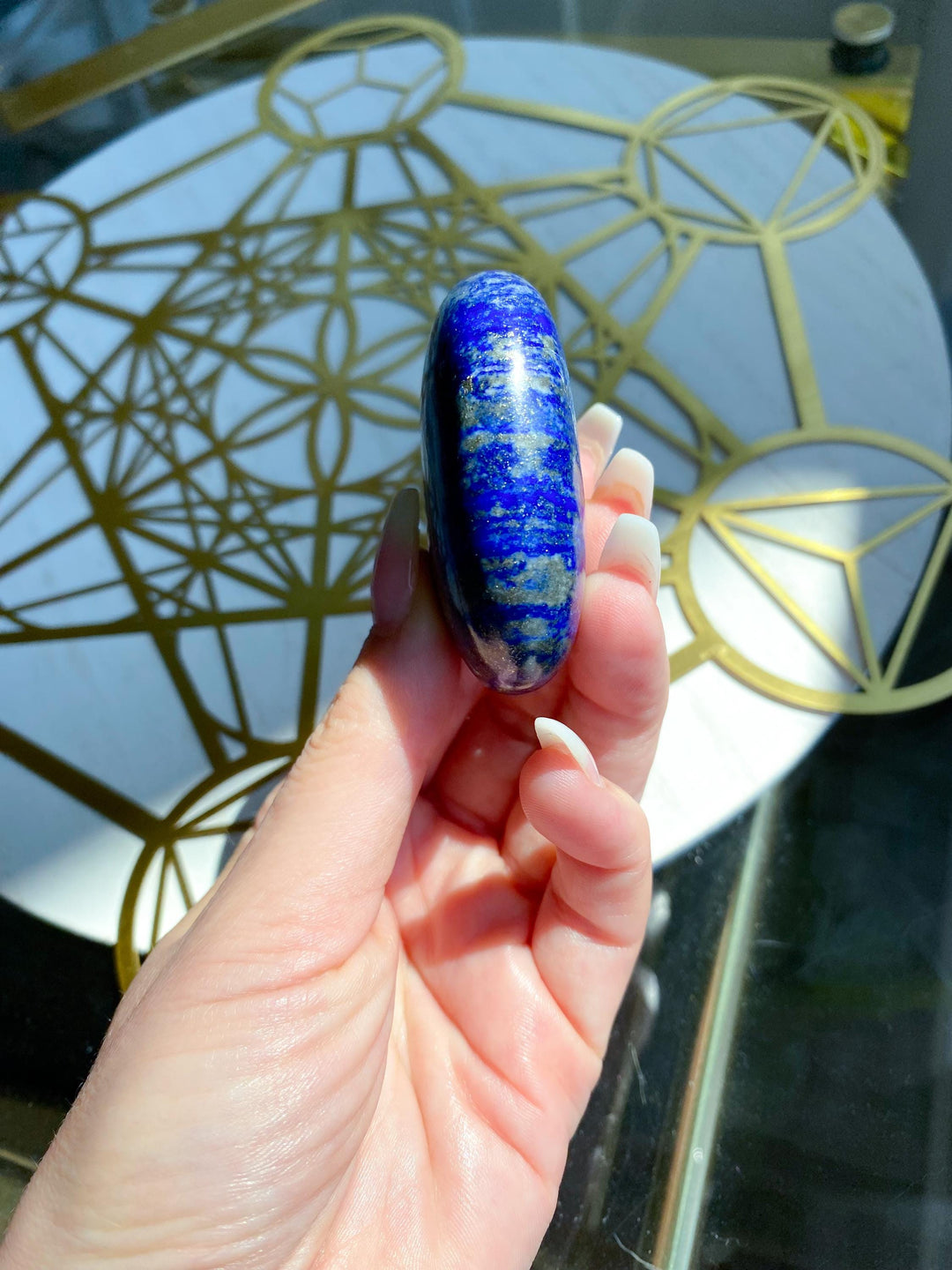 Small Lapis Lazuli Palm Stone #9 - Peace - Truth - Wisdom - Serenity - Communication - Throat Chakra - Royal Blue