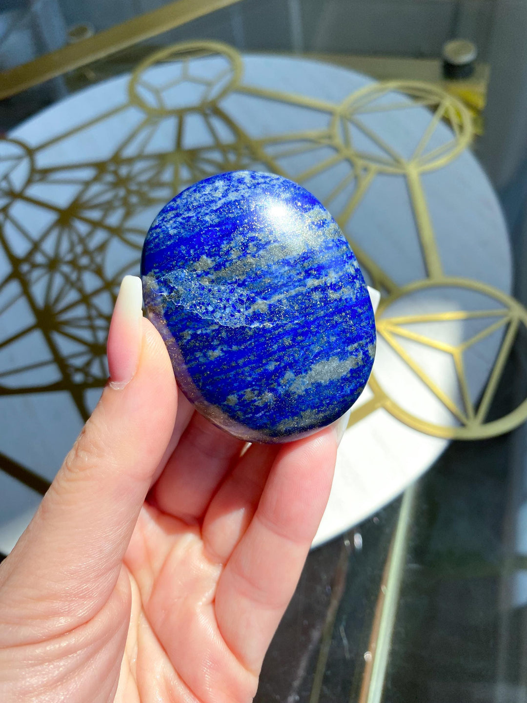 Small Lapis Lazuli Palm Stone #9 - Peace - Truth - Wisdom - Serenity - Communication - Throat Chakra - Royal Blue