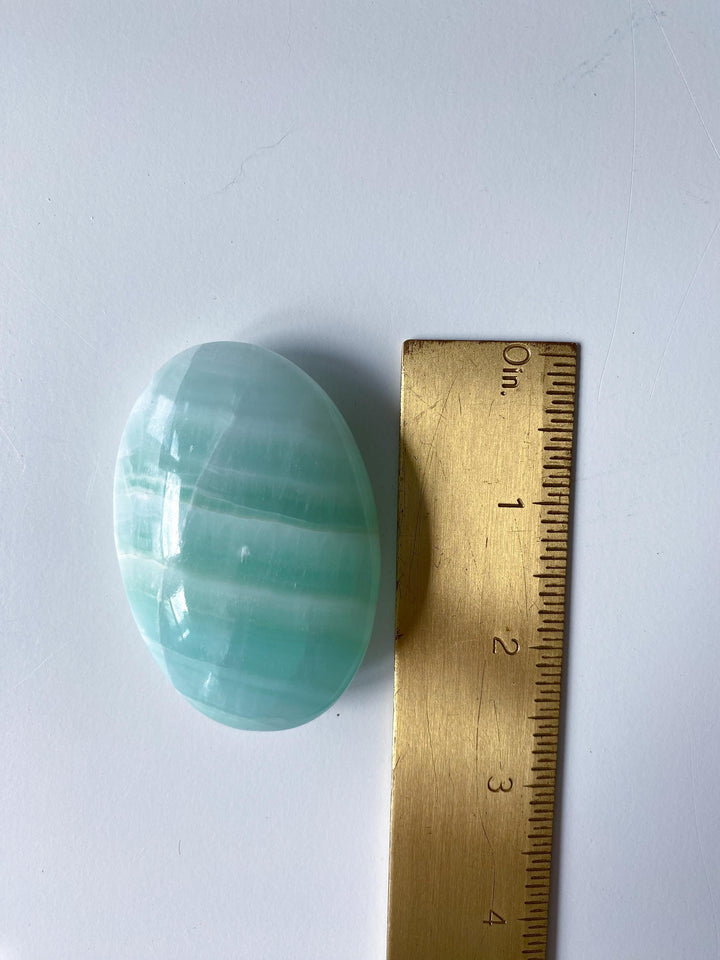 Pistachio Green Calcite Palm Stone #3 - Increase Patience - Self Love - Heart Chakra