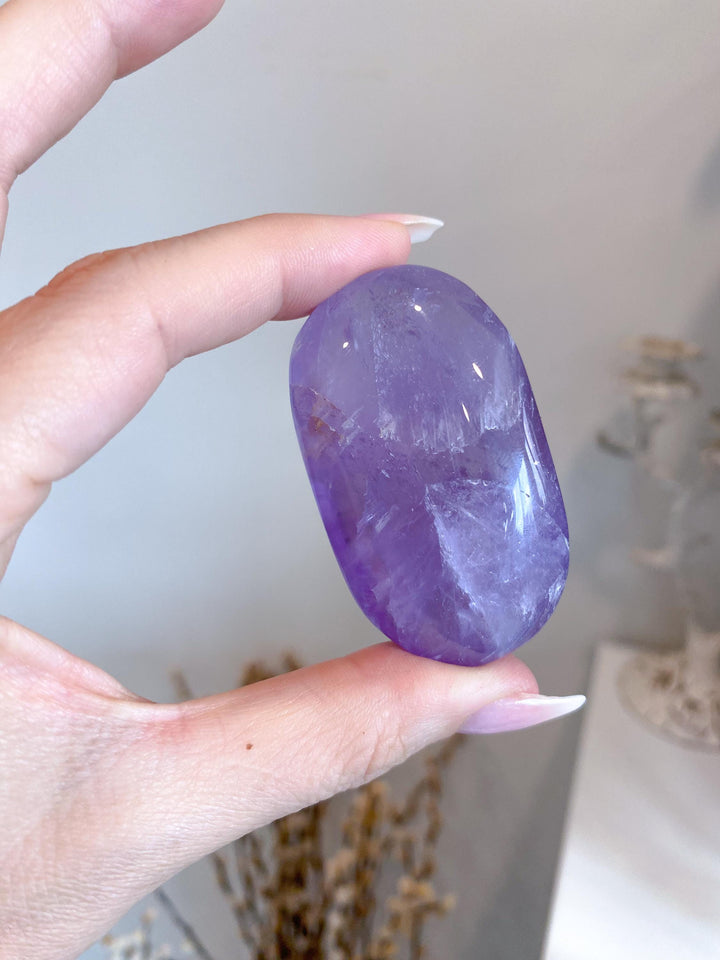 SET: Two Amethyst Palm Stones - Glassy