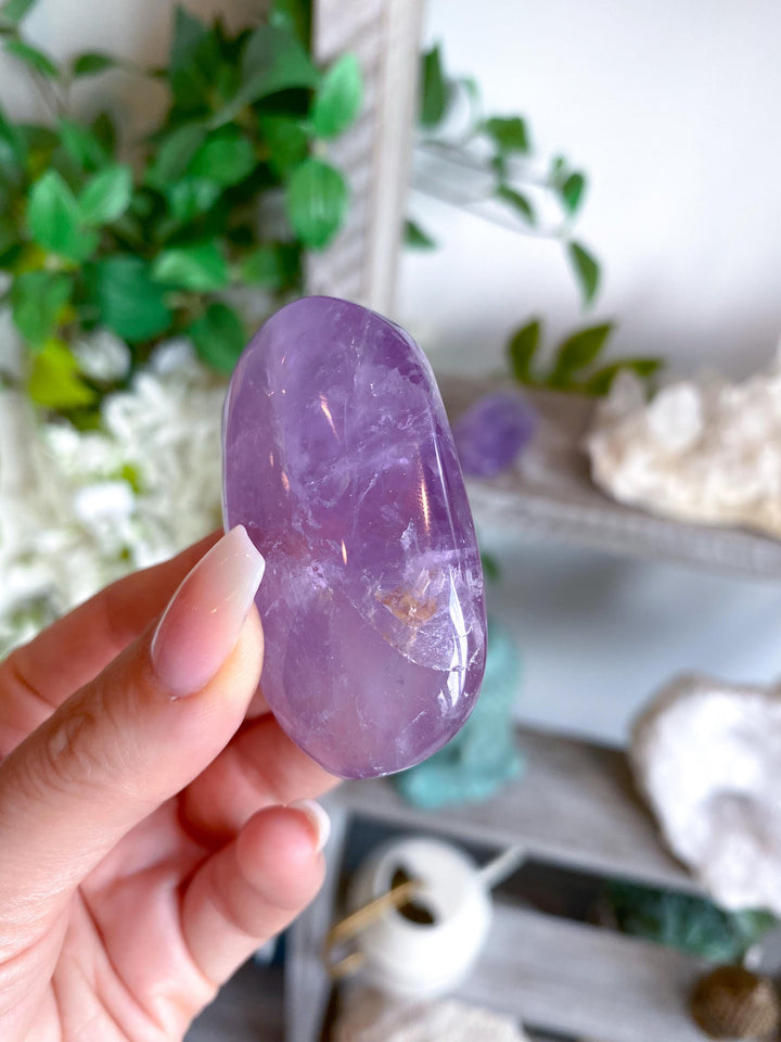 SET: Two Amethyst Palm Stones - Glassy